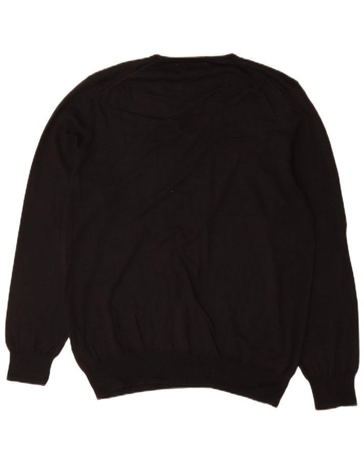Maglione Zara da uomo con scollo a V grande in cotone nero