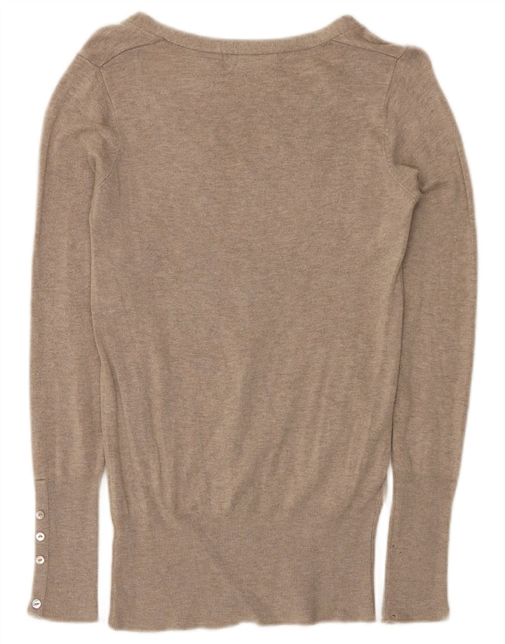 Maglione Zara da donna con scollo a V UK 10 piccolo rayon grigio screziato
