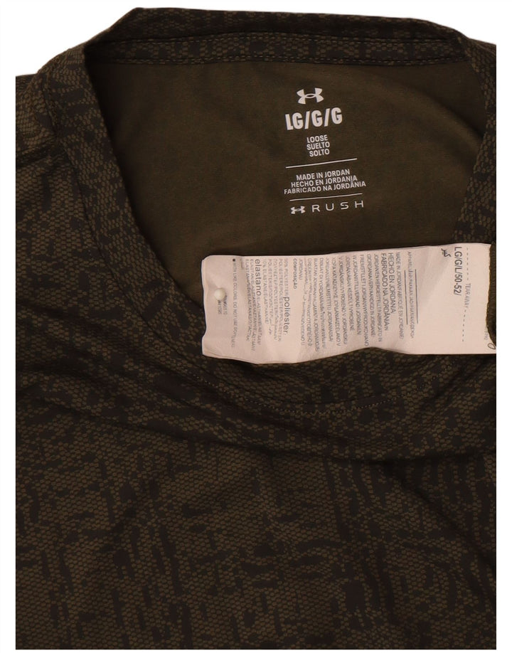 T-shirt Under Armour da uomo con motivo astratto, grande in poliestere kaki