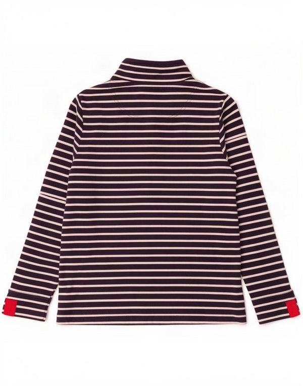 Joules Felpa da donna con bottoni collo e maglione UK 14 Grande gessato blu navy
