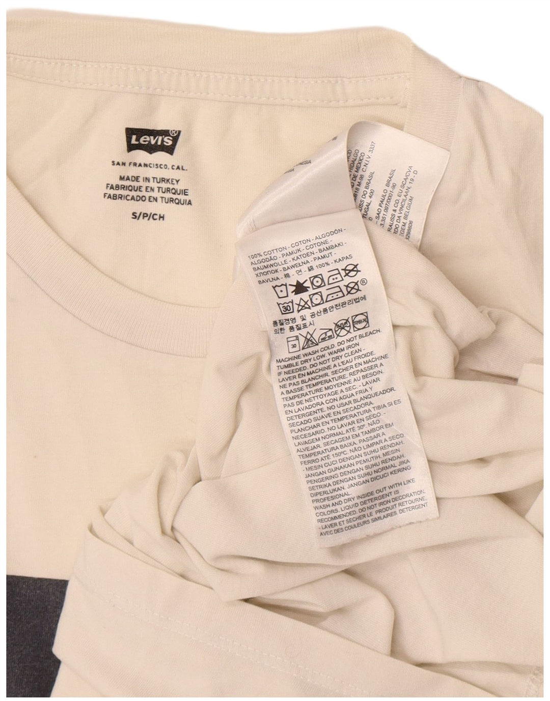T-shirt grafica da uomo Levi's Top Small in cotone bianco sporco