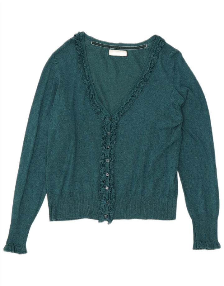 Maglione cardigan corto da donna Marks & Spencer UK 12 verde medio
