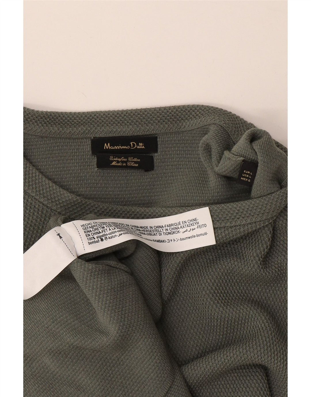 Massimo Dutti Top Uomo Manica Lunga Large Verde Cotone