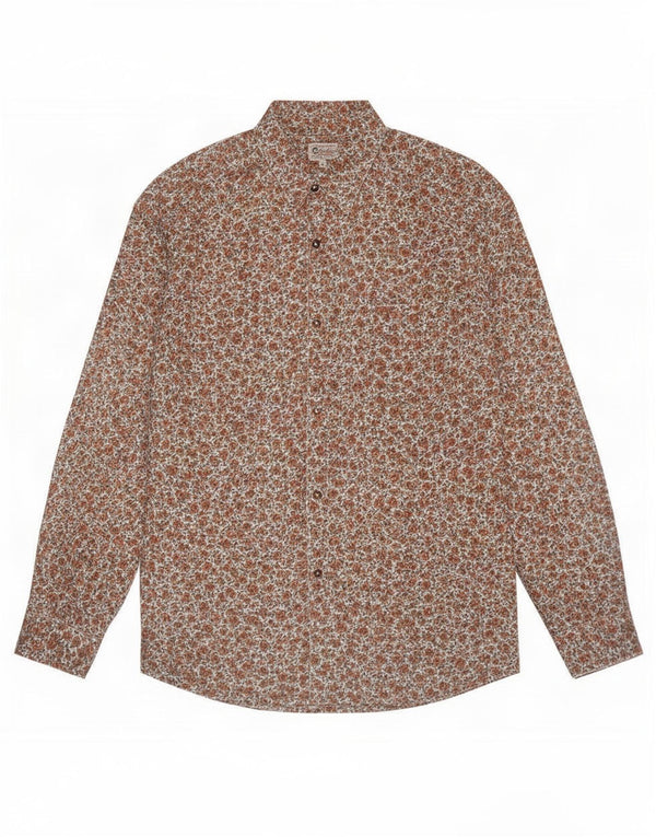Camicia da uomo in velluto a coste Colombus di grandi dimensioni in cotone floreale multicolore
