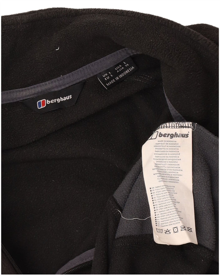Maglione in pile da uomo Berghaus con zip e collo, grande, in poliestere color block nero