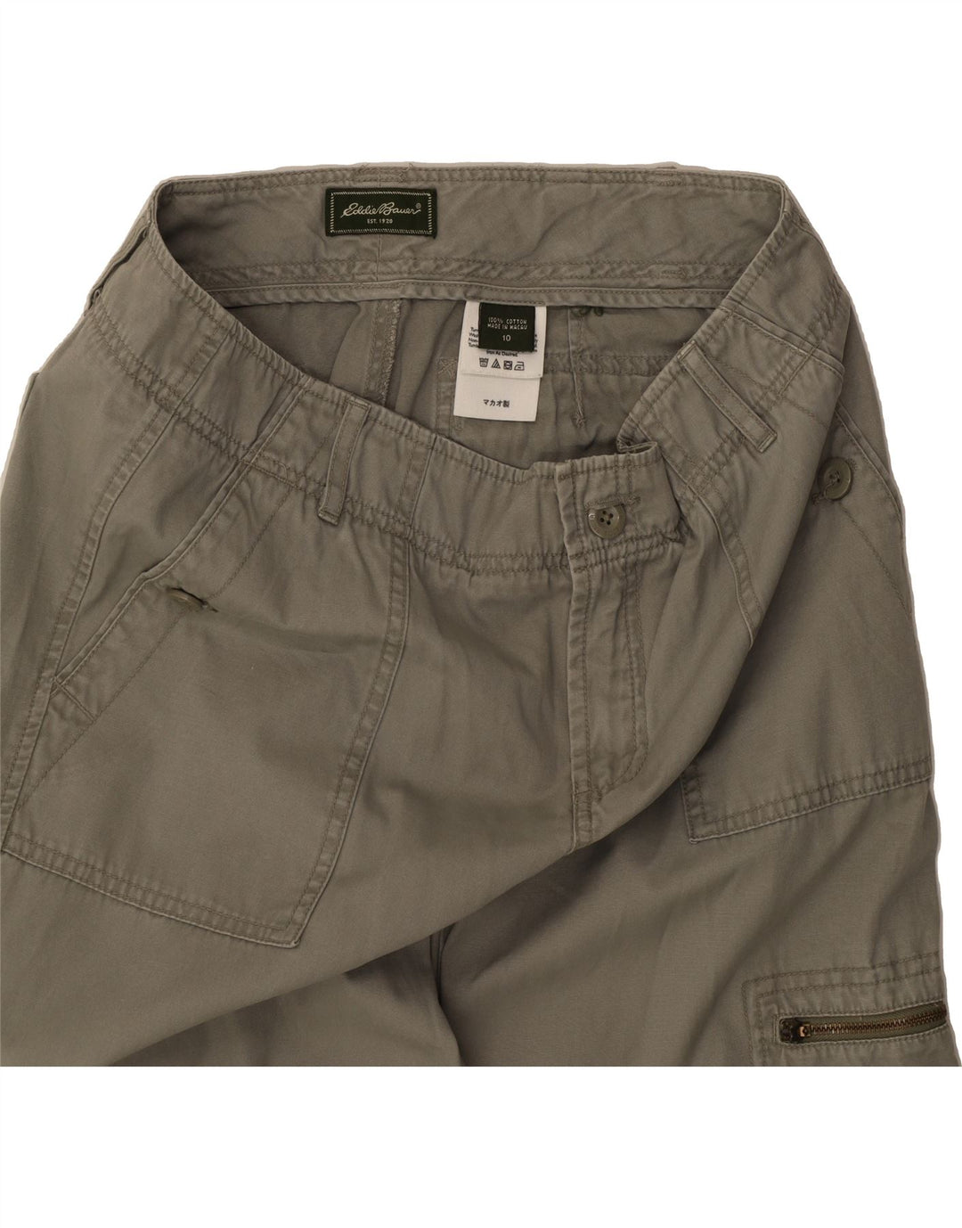 EDDIE BAUER Womens Crop Cargo Trousers US 10 Large W32 L24 Grey Cotton Vintage Eddie Bauer and Second-Hand Eddie Bauer from Messina Hembry 