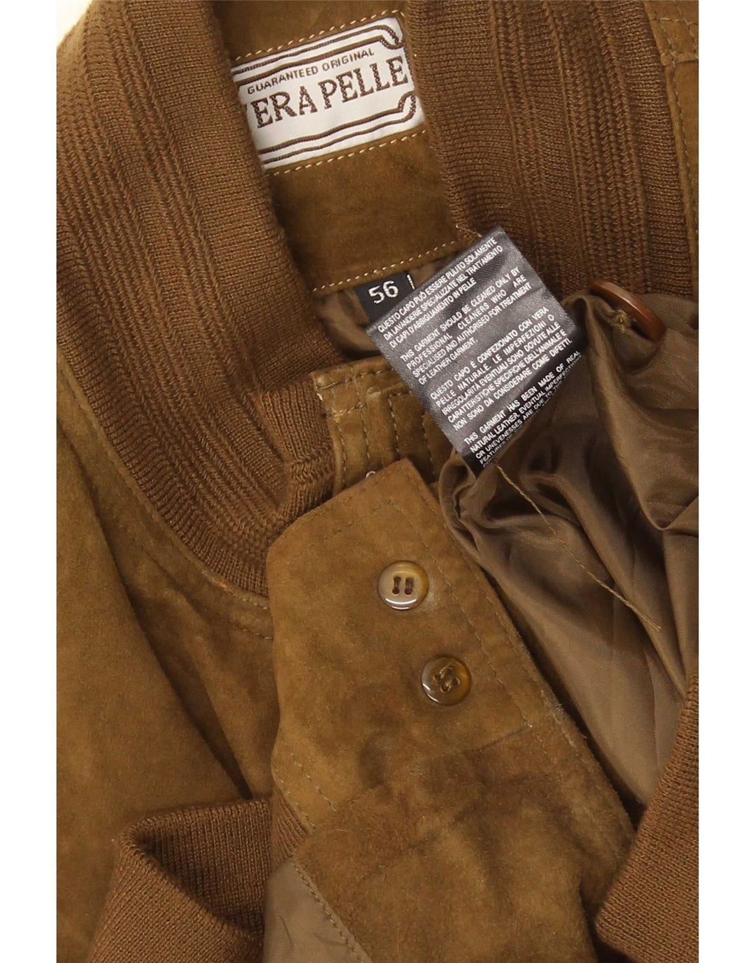 Giubbotto bomber in pelle scamosciata vintage da uomo UK 40 grande in pelle beige