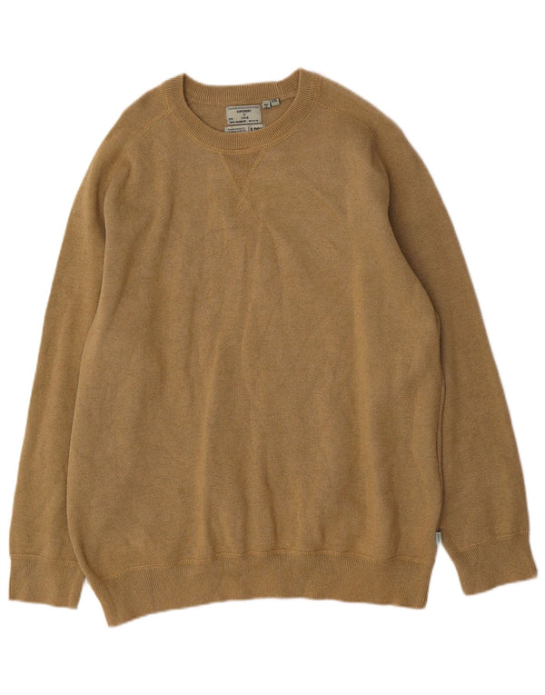 Superdry Mens Boat Neck Jumper Sweater 2XL Khaki Cotton