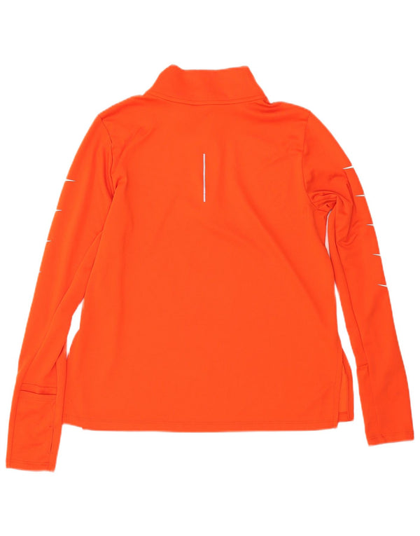 NIKE Top da tuta pullover con zip e collo Dri Fit da donna UK 14 Arancione medio