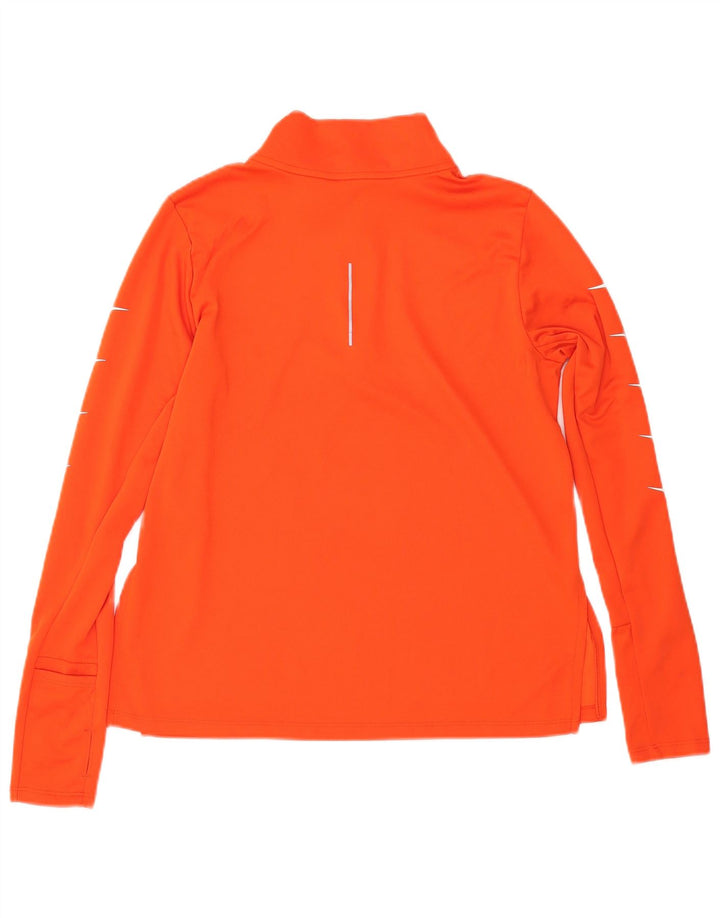 NIKE Top da tuta pullover con zip e collo Dri Fit da donna UK 14 Arancione medio