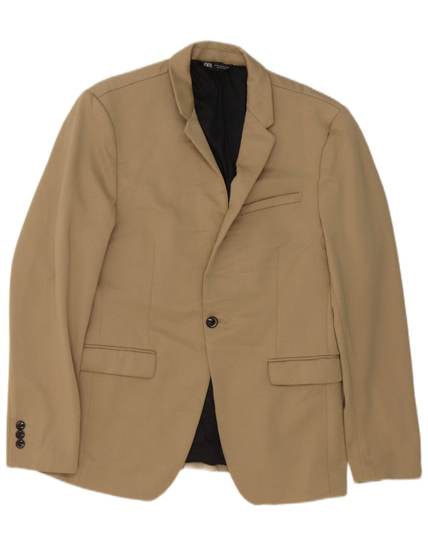 Giacca blazer da uomo a 1 bottone Zara EU 50 Poliestere beige medio