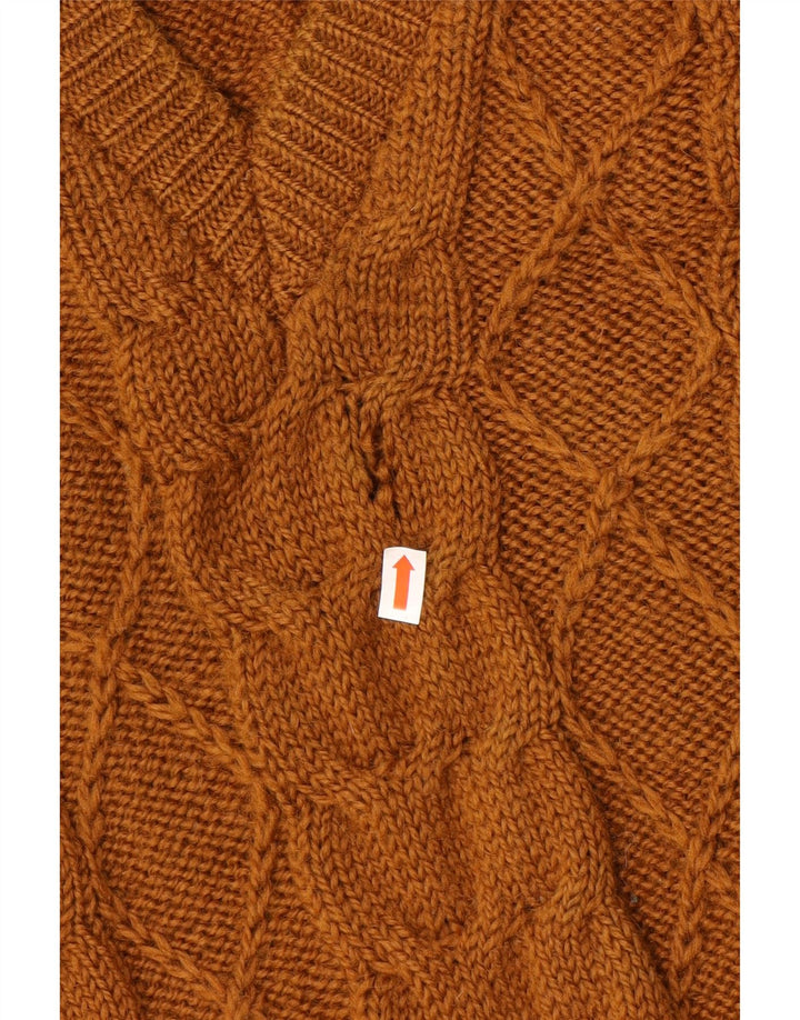 Maglione maglione vintage da donna con scollo a V UK 14 grande marrone