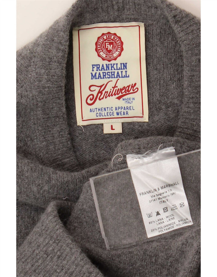 Maglione maglione girocollo da uomo Franklin Marshall grande lana grigia