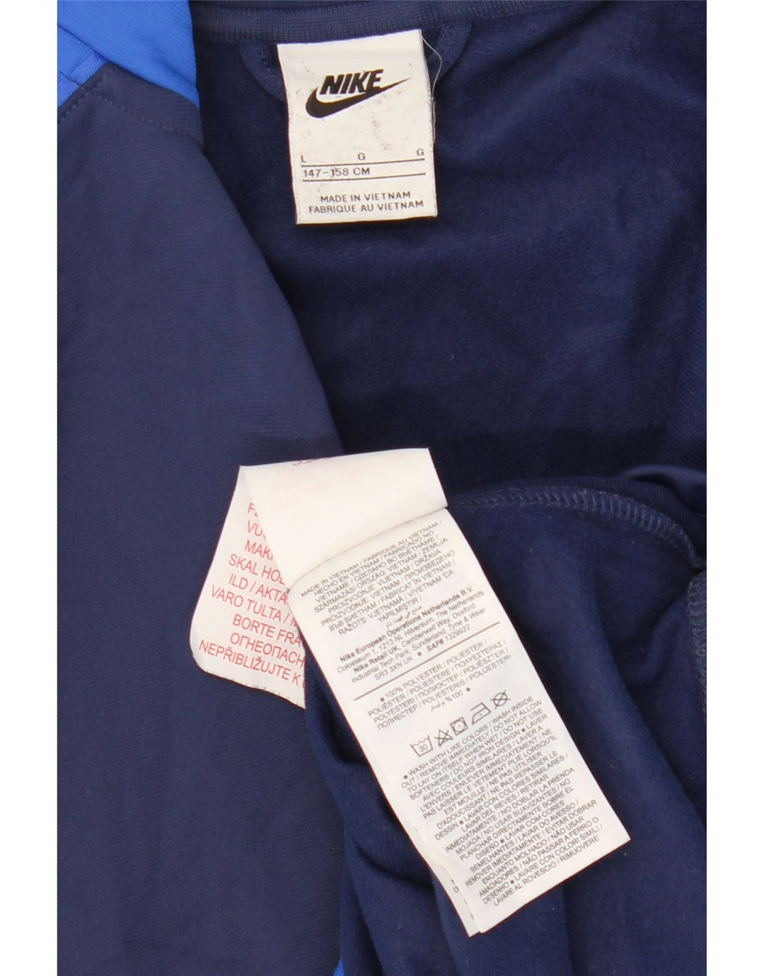 Giacca superiore della tuta da ragazzo Nike 12-13 anni Large Blu Navy Colourblock