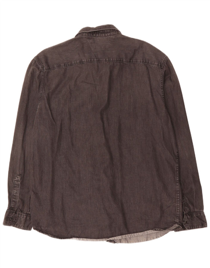 CALVIN KLEIN JEANS Camicia di jeans da uomo grande in cotone nero