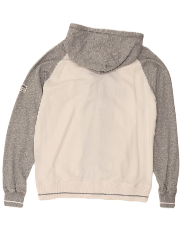 Maglione con cappuccio e zip grafica da uomo Champion XL in cotone color block bianco