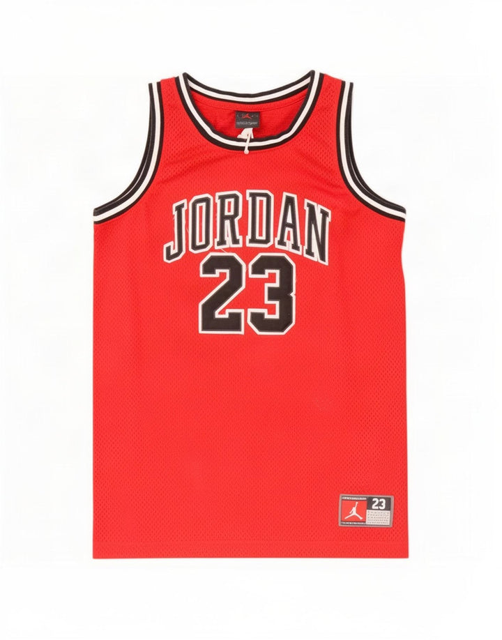 Canotta grafica Jordan da ragazzo, 12-13 anni, grande, in poliestere rosso