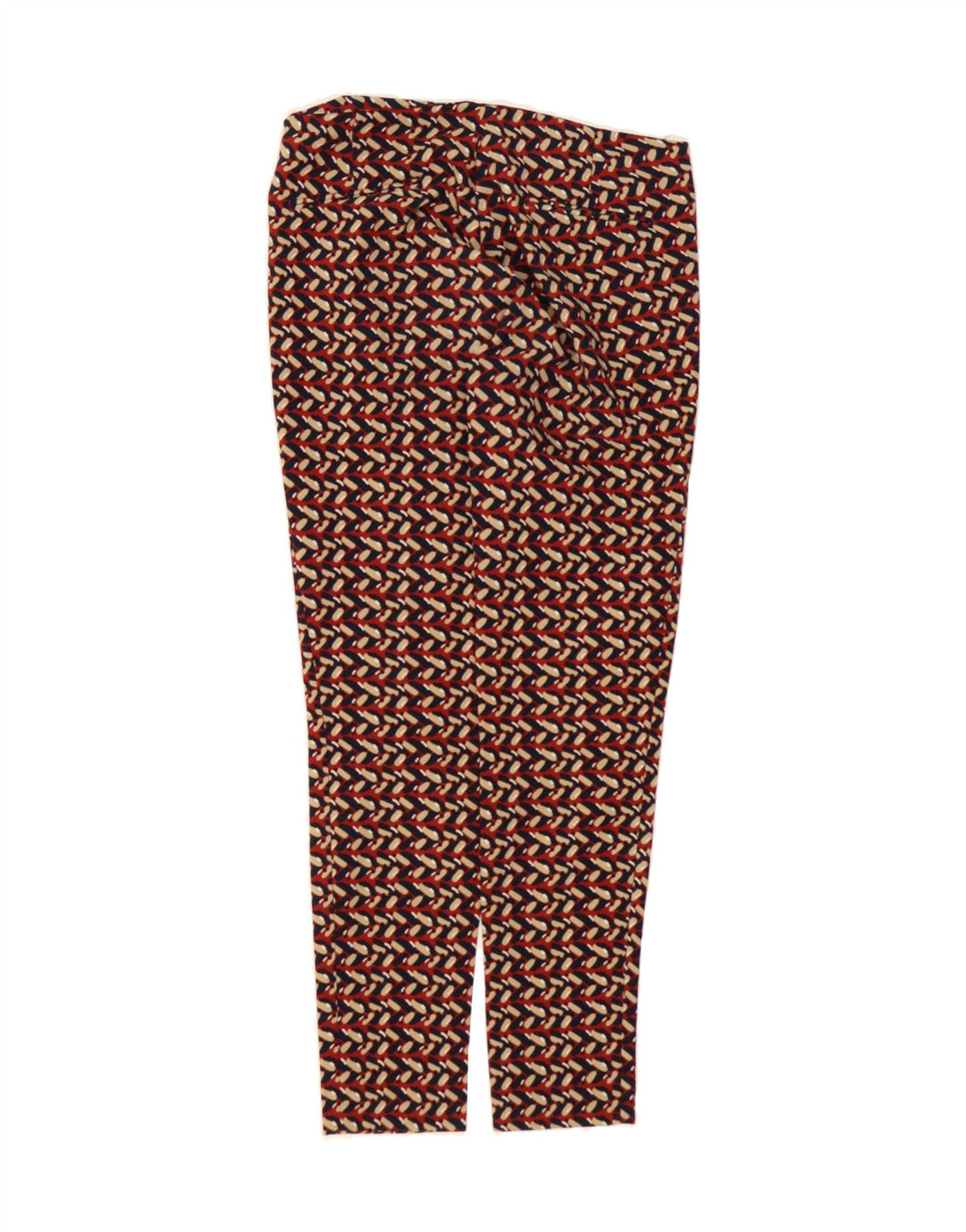 ZARA Womens Abstract Pattern Slim Casual Trousers UK 14 Medium W28 L29 Red Vintage Zara and Second-Hand Zara from Messina Hembry 