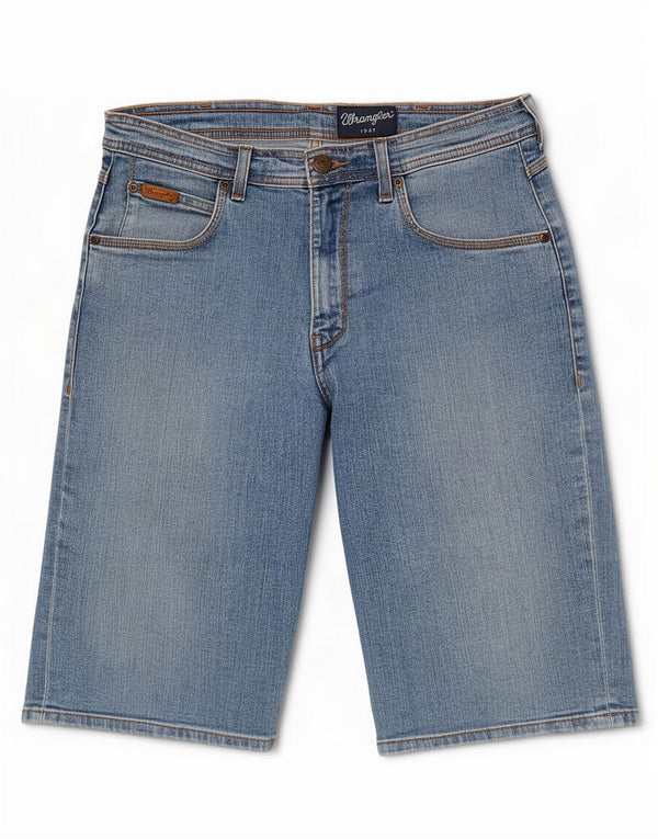 Pantaloncini di jeans regolari da uomo Wrangler W31 cotone blu medio