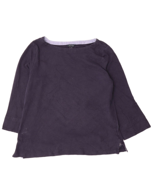 Top da donna Nautica manica 3/4 UK 16 grande cotone blu navy