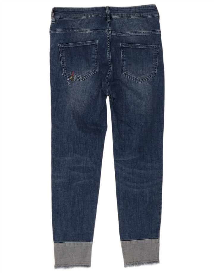 Jeans cropped effetto consumato da donna Benetton W27 L25 cotone blu
