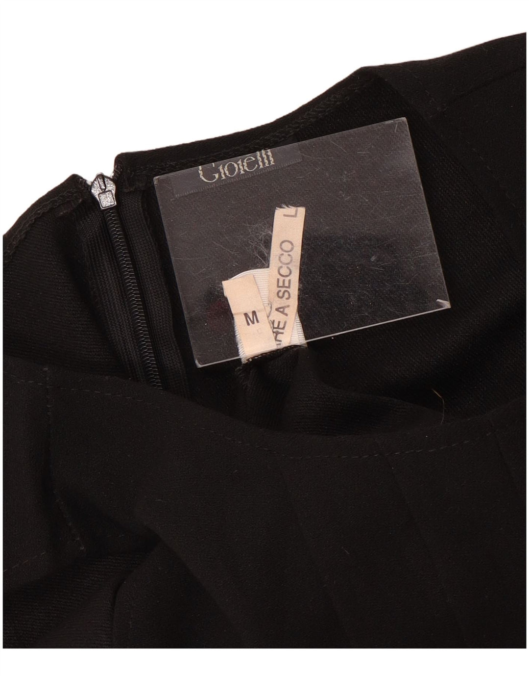 Abito a trapezio senza maniche vintage da donna UK 12 lana nera media