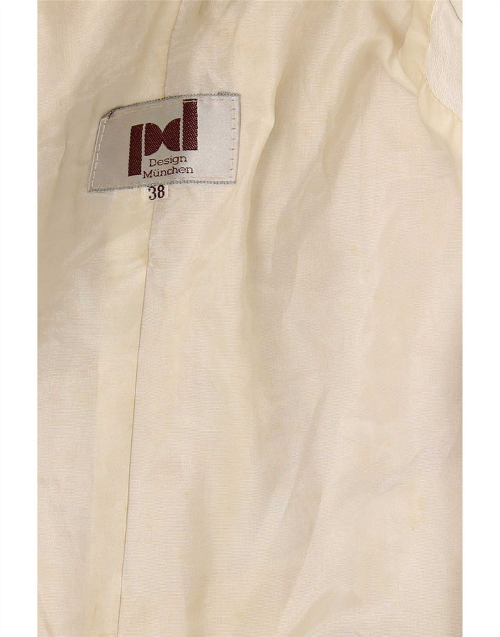 Giacca in pelle vintage da donna a pipistrello EU 38 bianca media