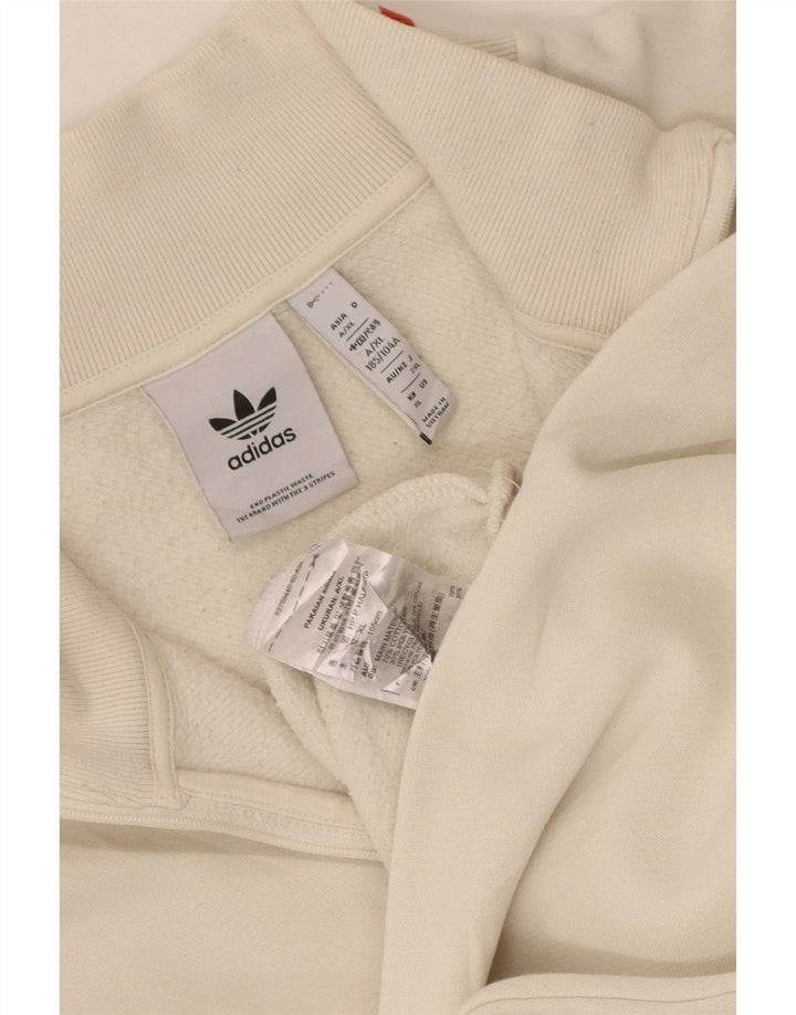 Felpa Adidas da uomo con zip e collo, maglione XL, cotone bianco