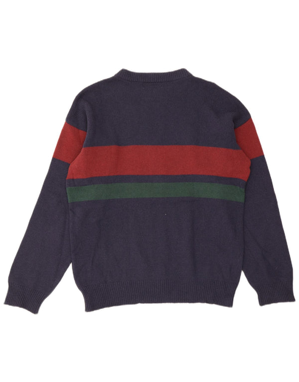 Iceberg Maglione da uomo con scollo a barca con grafica, grande a righe blu navy