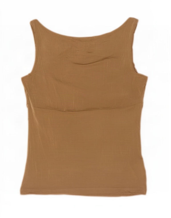 Blusa Senza Maniche Donna Trussardi UK 8 Small Beige Viscosa