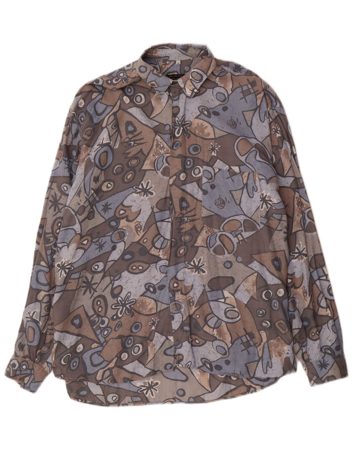 Camicia vintage da uomo XL grigia geometrica