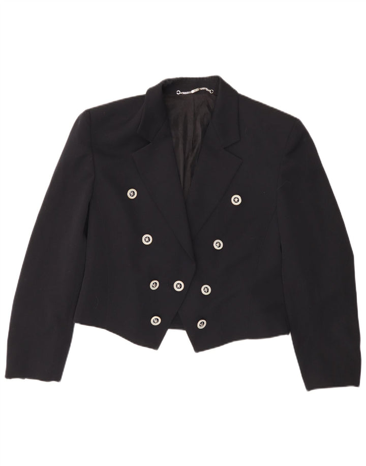 Giacca blazer doppiopetto da donna Trevira UK 16 grande blu navy