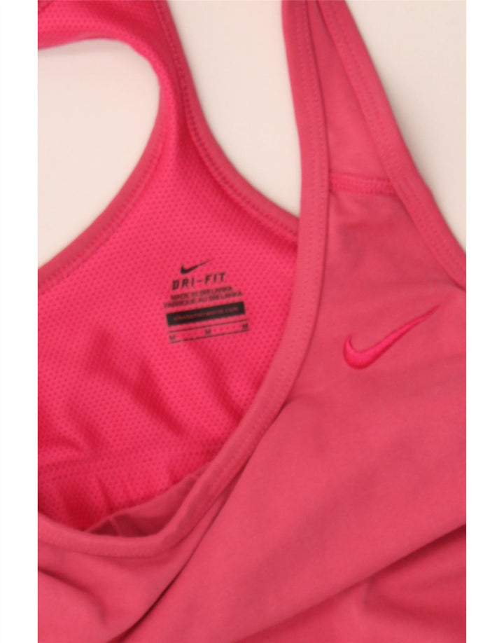 NIKE Womens Dri Fit Vest Top UK 12 Medium Pink Cotton Vintage Nike and Second-Hand Nike from Messina Hembry 