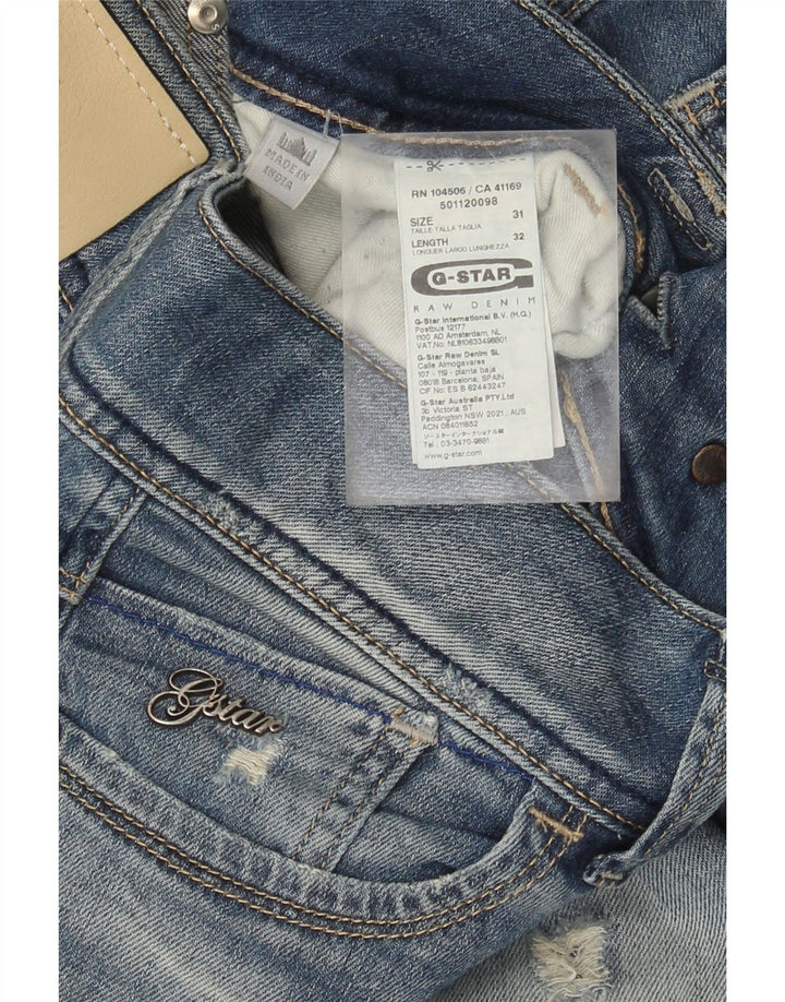 Jeans dritti invecchiati da donna G-Star W31 L32 cotone blu