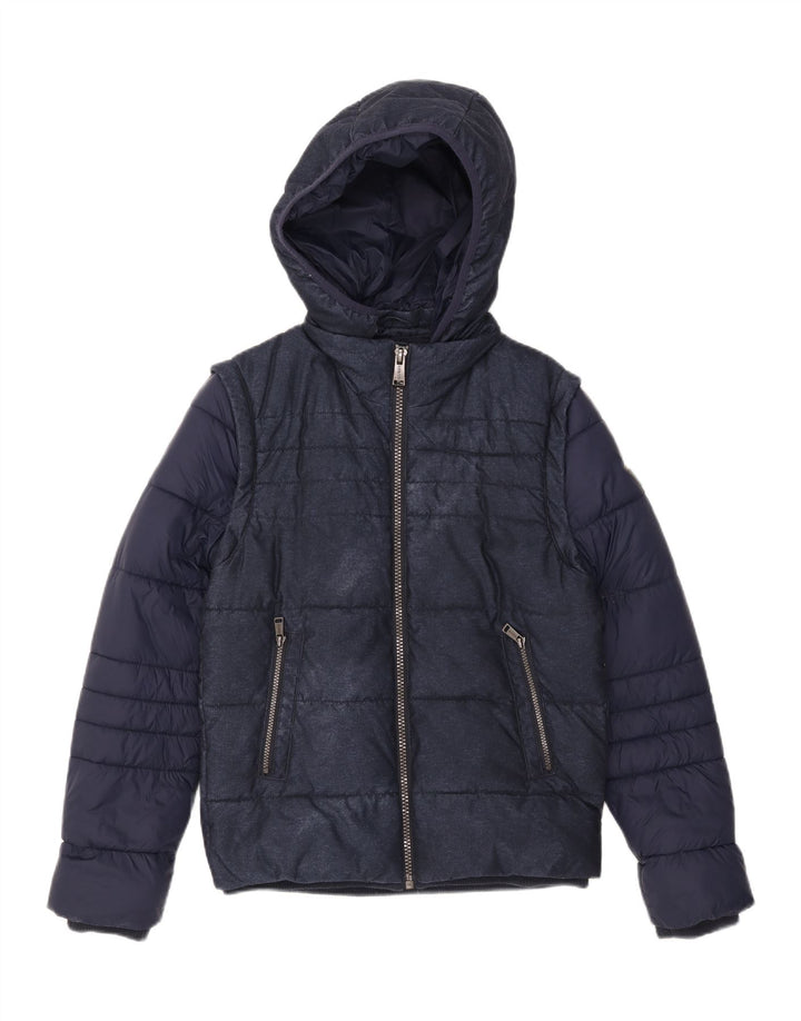 Guess Giacca imbottita con cappuccio da uomo UK 36 Small Poliestere blu navy