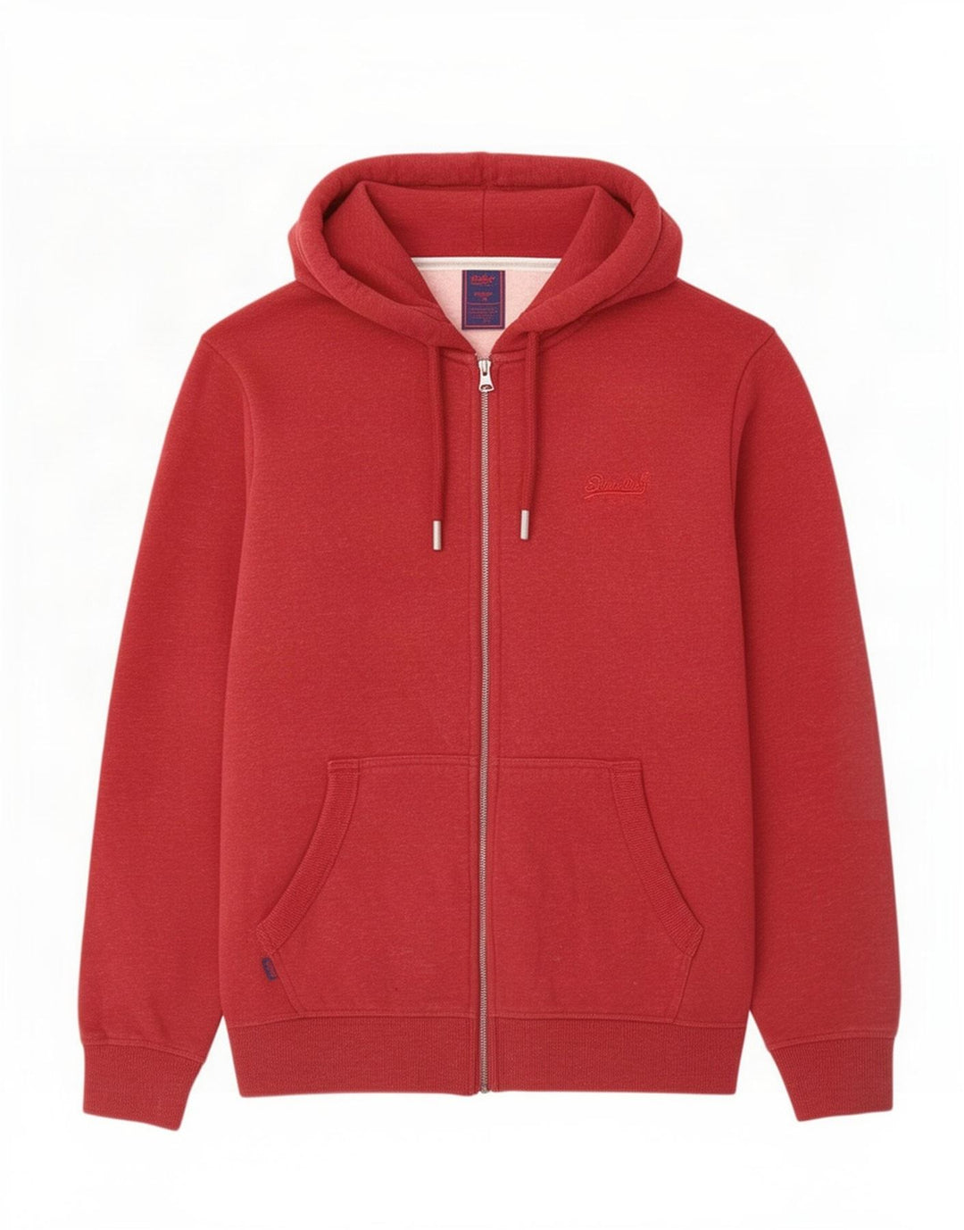 Maglione con cappuccio e zip da uomo Superdry grande in cotone rosso