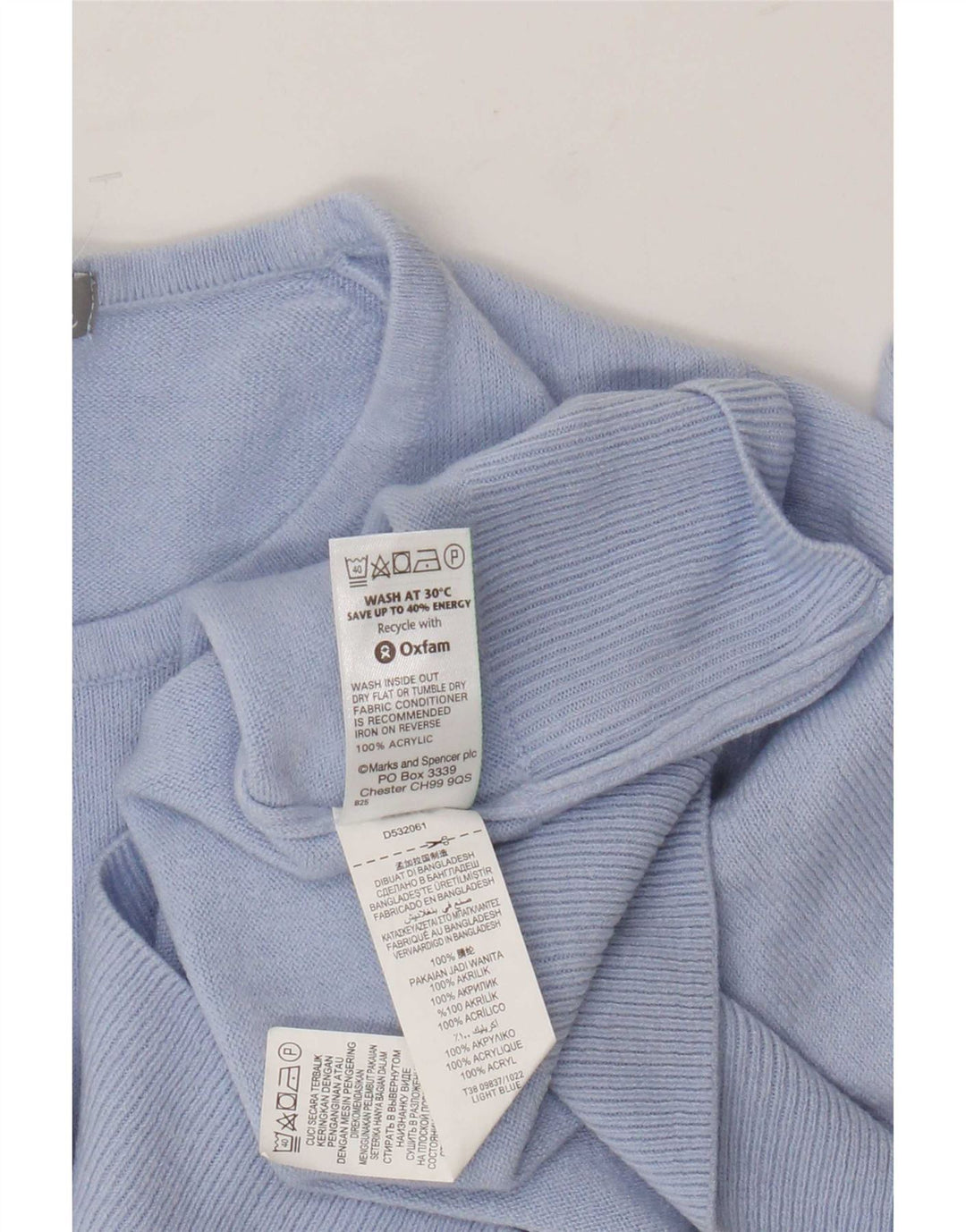 Maglione maglione girocollo da donna Marks & Spencer UK 8 piccolo acrilico blu