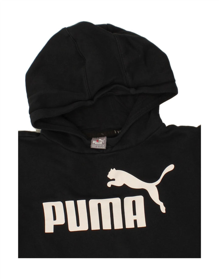 PUMA Boys Graphic Hoodie Jumper 13-14 Years Black Vintage Puma and Second-Hand Puma from Messina Hembry 