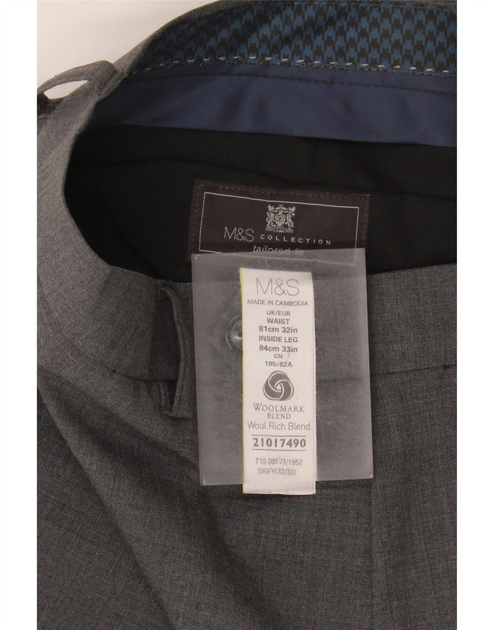 Pantaloni da abito slim su misura da uomo Marks & Spencer W32 L33 in lana grigia