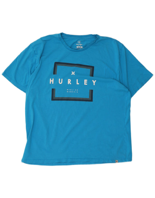 T-shirt grafica da uomo Hurley Top XL in cotone blu