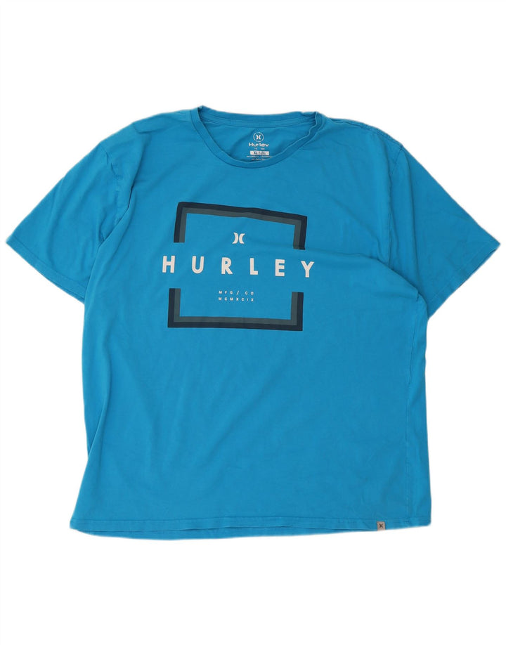 T-shirt grafica da uomo Hurley Top XL in cotone blu
