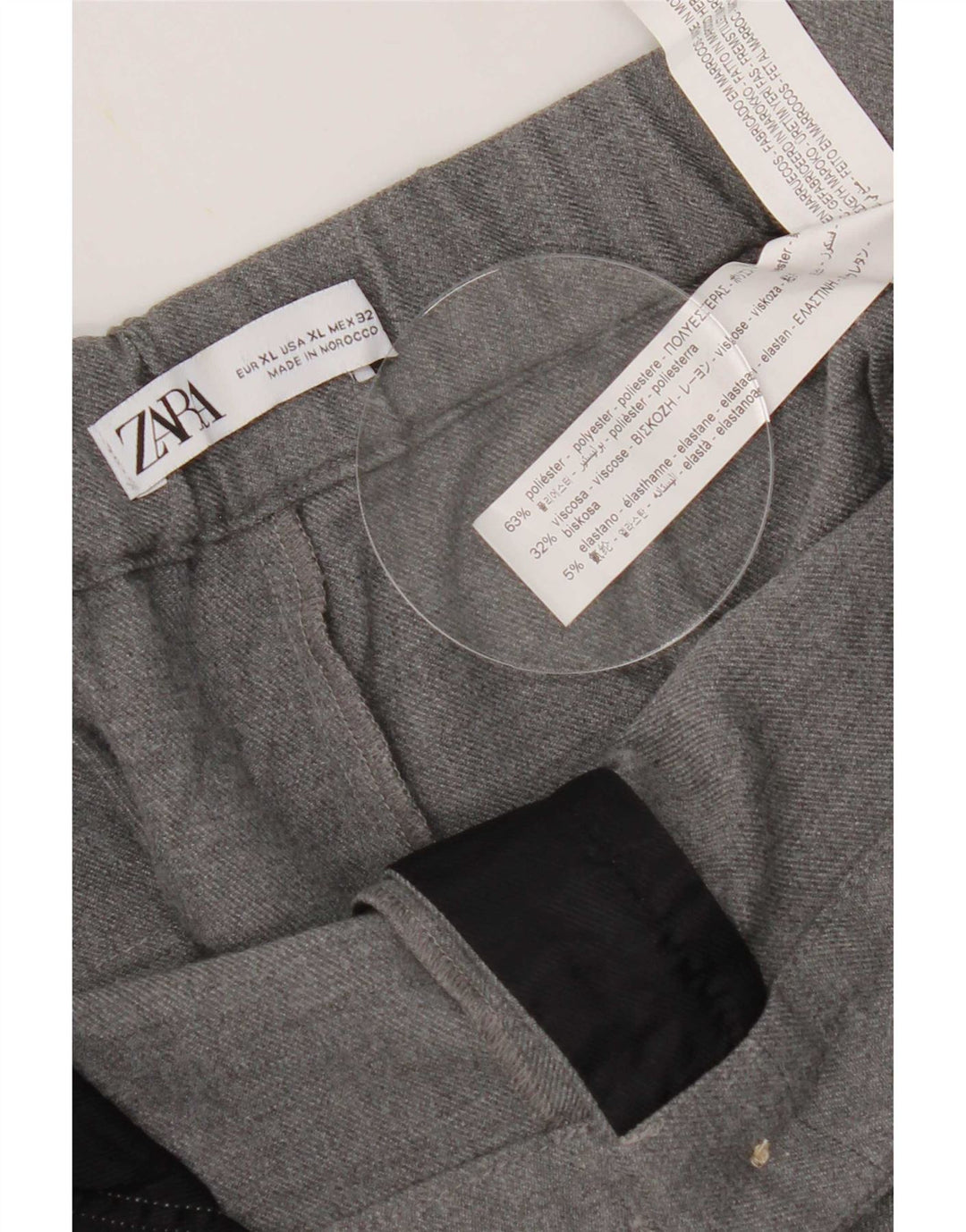 Pantaloni Capri a vita alta da donna Zara XL W32 L22 poliestere grigio