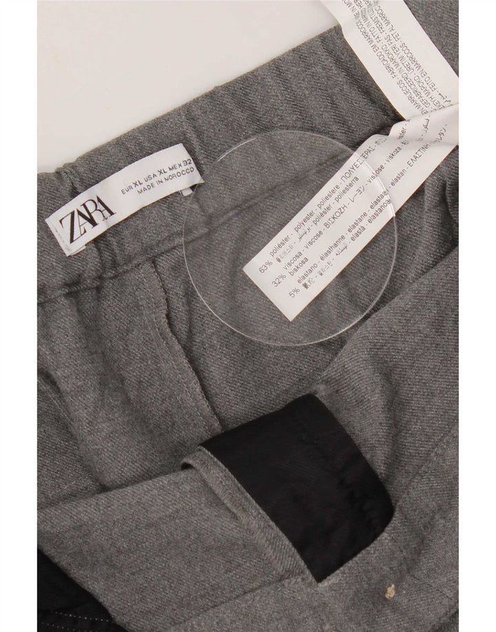 Pantaloni Capri a vita alta da donna Zara XL W32 L22 poliestere grigio