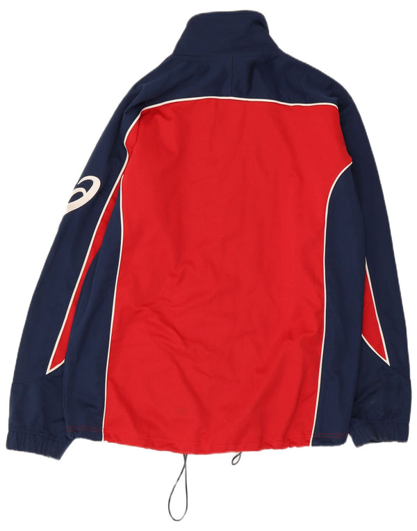 Giacca da tuta da uomo ASICS, giacca in poliestere color block rosso medio