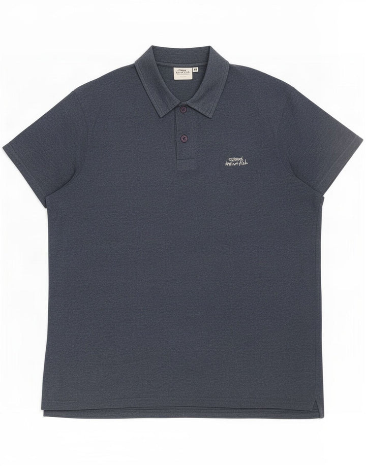 Polo da uomo Weird Fish in cotone blu medio