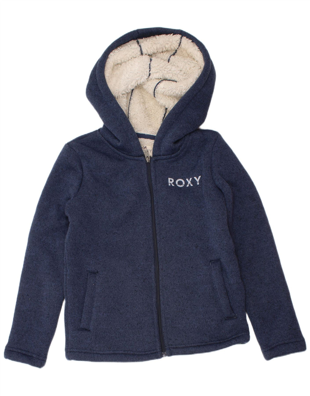 Maglione con cappuccio e zip grafica per ragazze Roxy 5-6 anni in poliestere blu navy