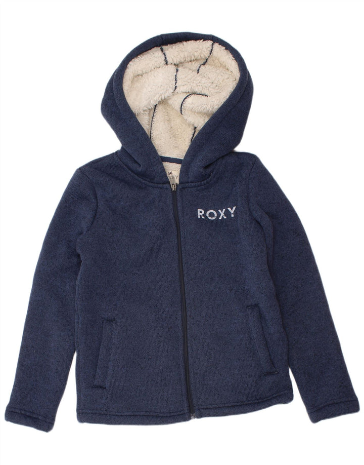 Maglione con cappuccio e zip grafica per ragazze Roxy 5-6 anni in poliestere blu navy