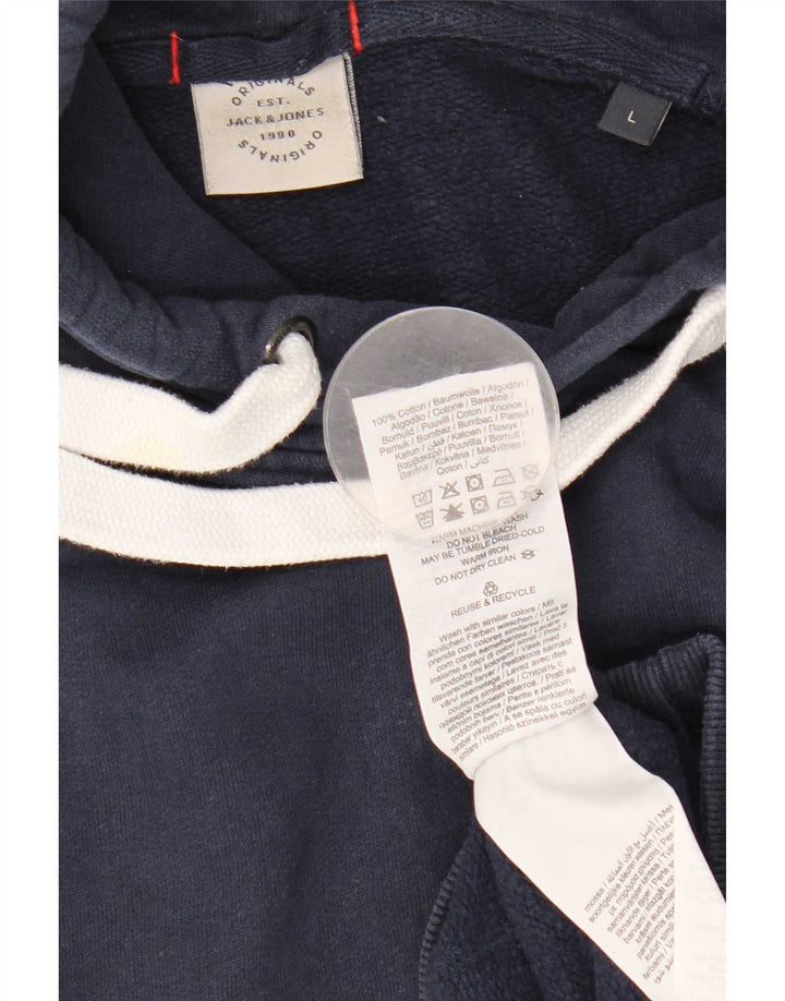 Maglione con cappuccio da uomo Jack & Jones grande in cotone blu navy