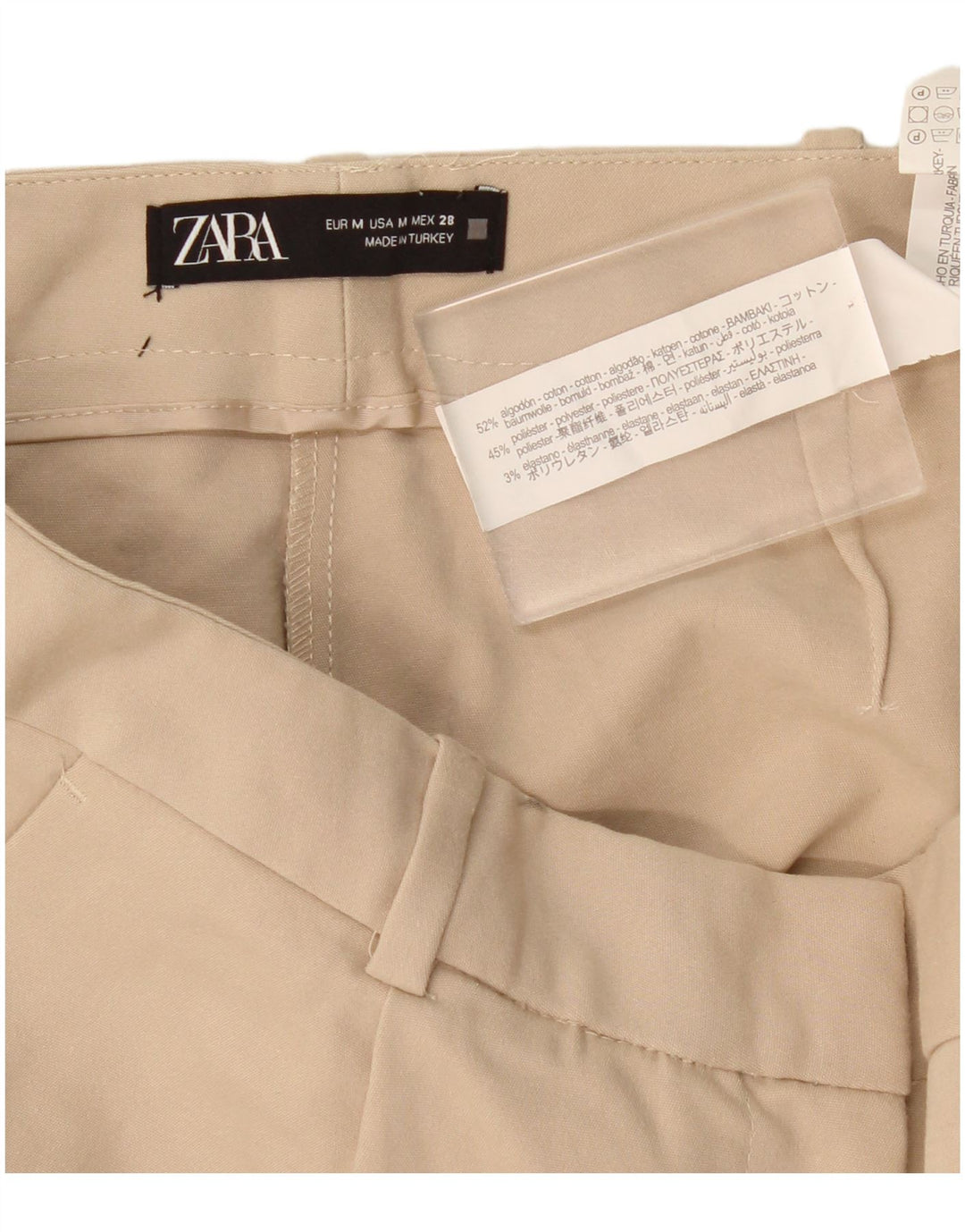 Zara Womens Casual Shorts Medium W30  Beige Cotton