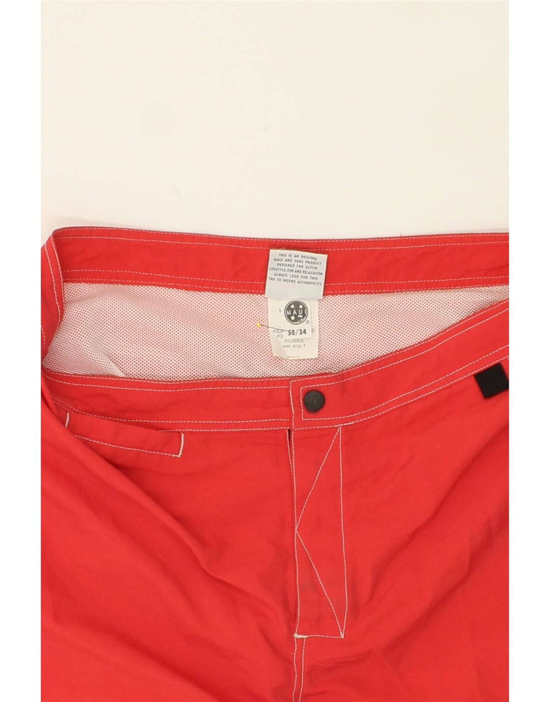 MAUI AND SONS Mens Graphic Swimming Shorts IT 50 Large  Red Polyamide Vintage Maui and Sons and Second-Hand Maui and Sons from Messina Hembry 
